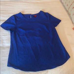 Target/Merona Blue blouse black polka dots. Small.